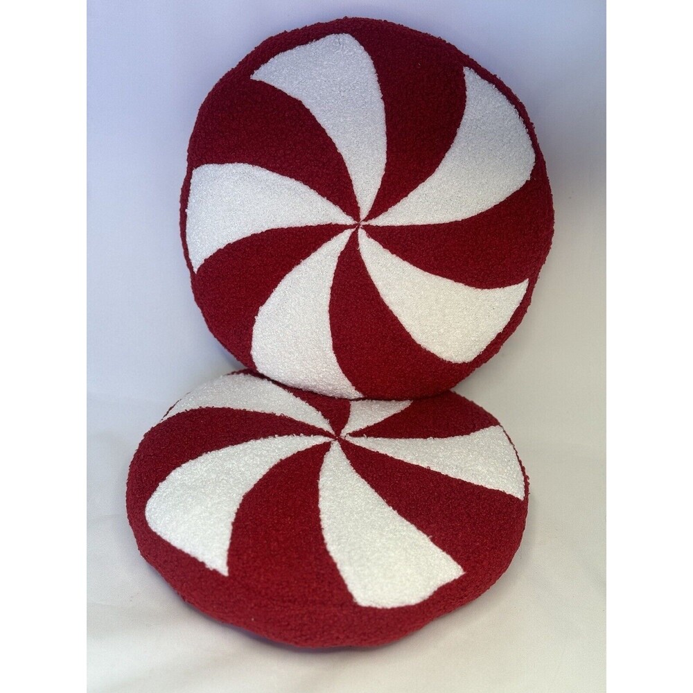 Target Bullseye Christmas 2 Red & White Peppermint Throw Pillows Soft